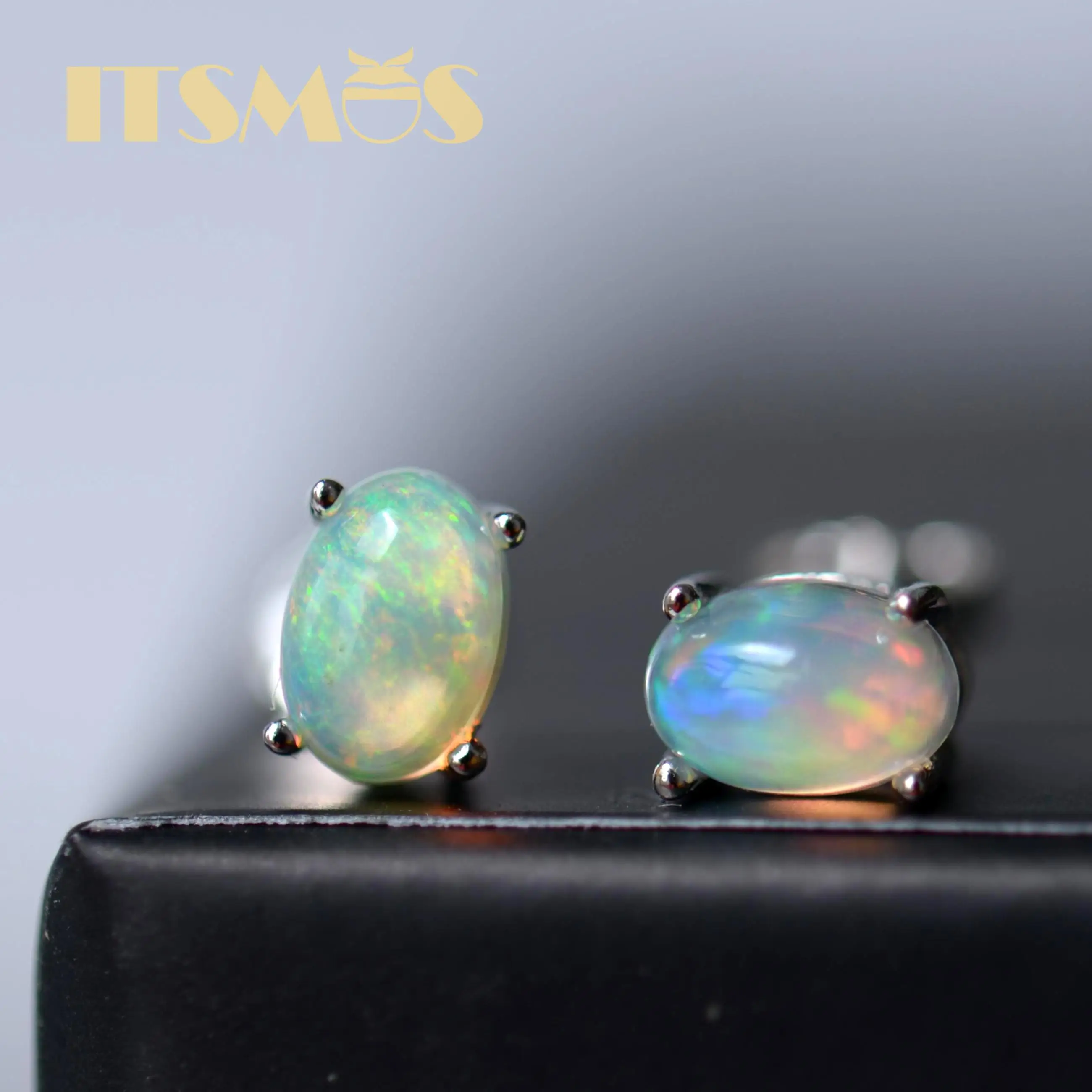 

ITSMOS Natural Stone Opal Earrings s925 Silver Lucky Hope Elf Studs Earring Lover Colorful Jewerly for Women Gift High Quality