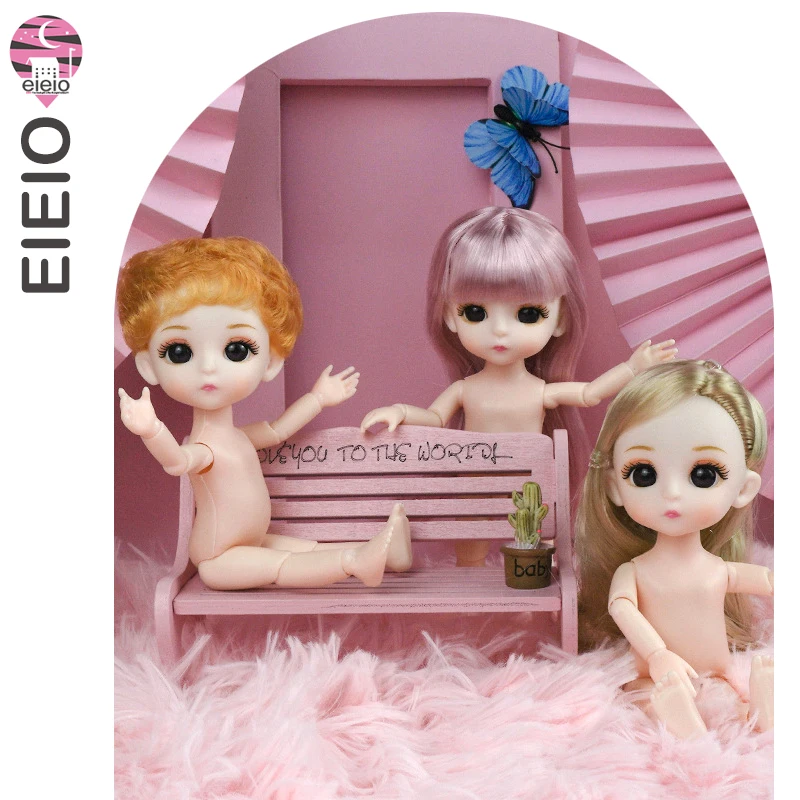 

EIEIO Bjd Doll 16cm 13 Movable Joint Cute body 3D Real Eye Dress Up Fashion Baby With Clothes Shoes Children's DIY Girl Toy Gift
