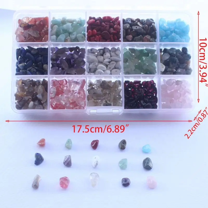 

15 Color Assorted Gemstone Beads Irregular Shaped Natural Chips Kits for DIY Crafts Bracelets Pendant Jewelry Making
