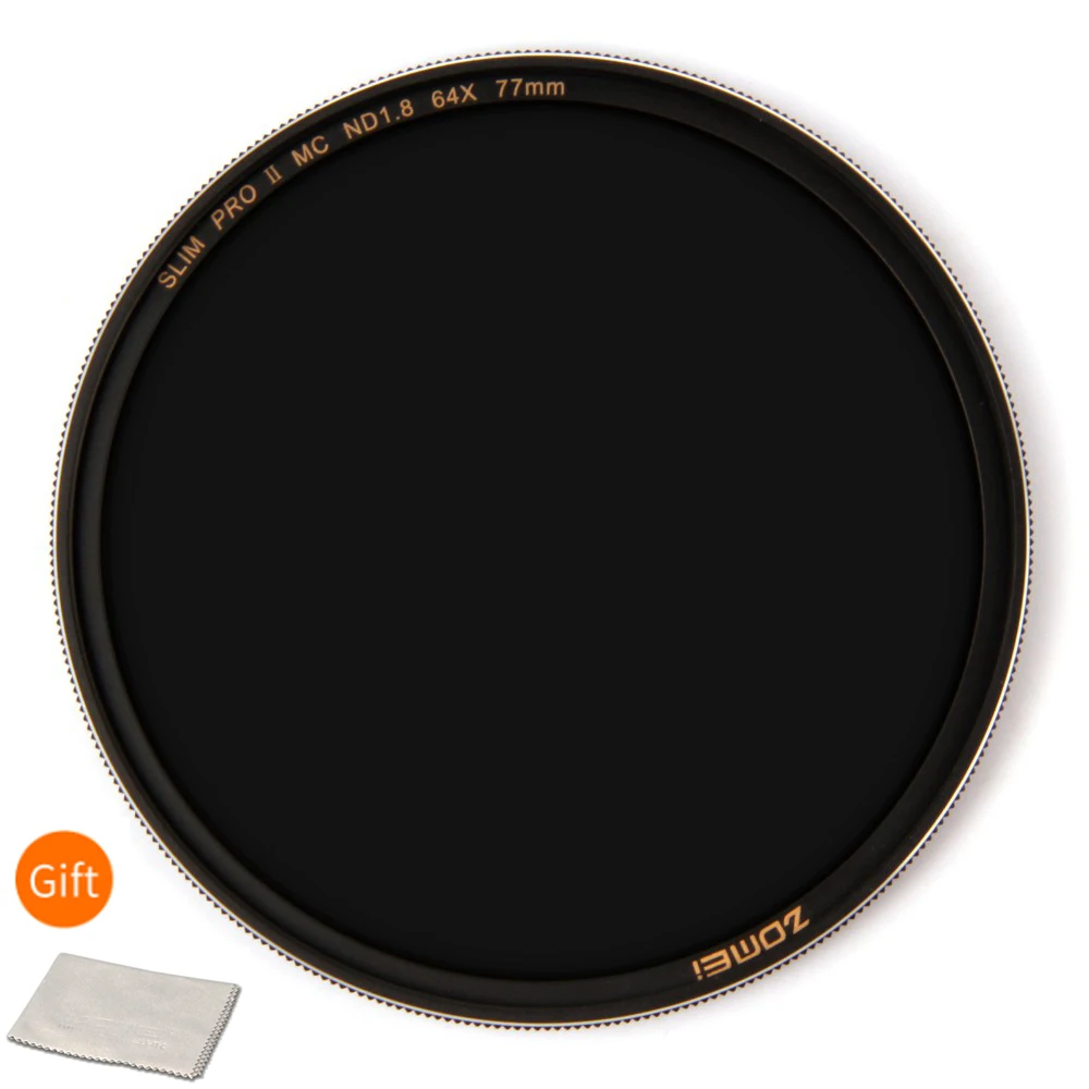 

Тонкий фильтр ZOMEI ND ND8 ND64 ND1000 с серебристой оправой для оптического стекла Filtro 49/52/55/58/62/67/72/77/82 мм для камеры Canon Nikon Sony