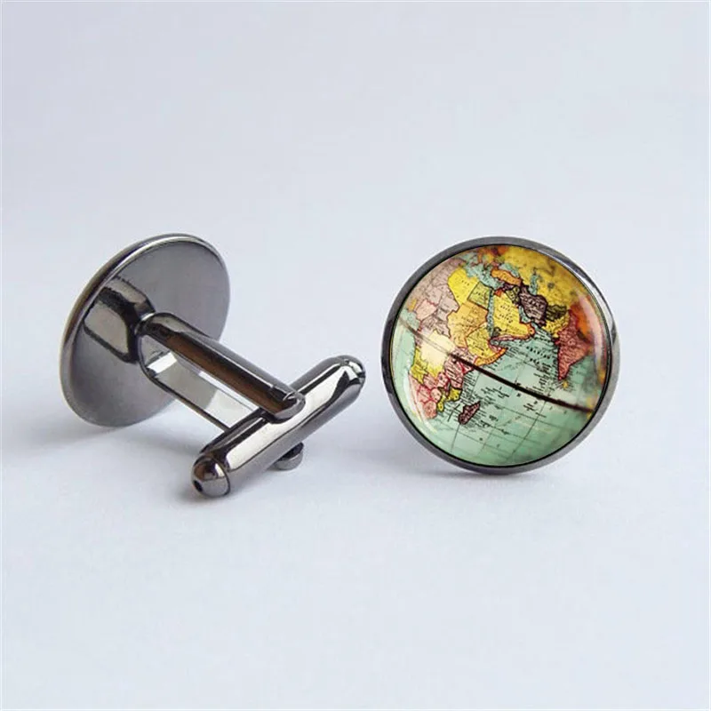 Винтажные запонки для рубашек с изображением земли и планеты|Зажимы галстука