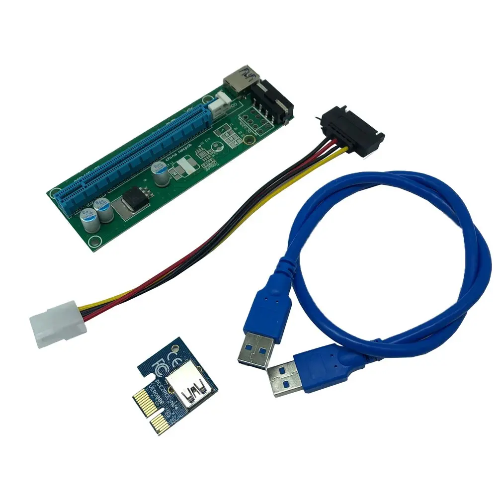 

Плата расширения для майнинга PCI-E Экспресс 1x до 16x, переходная плата, адаптер SATA USB 3,0, 4-контактный удлинитель кабеля, переходная плата