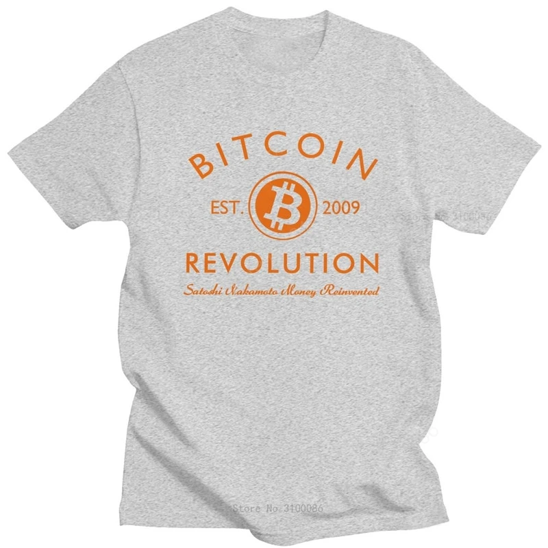

Cool Bitcoin Tshirt Men's Short Sleeves Cryptocurrency Revolution Tee Tops Crew Neck Fitted Soft Cotton Fashion T Shirt Clothing