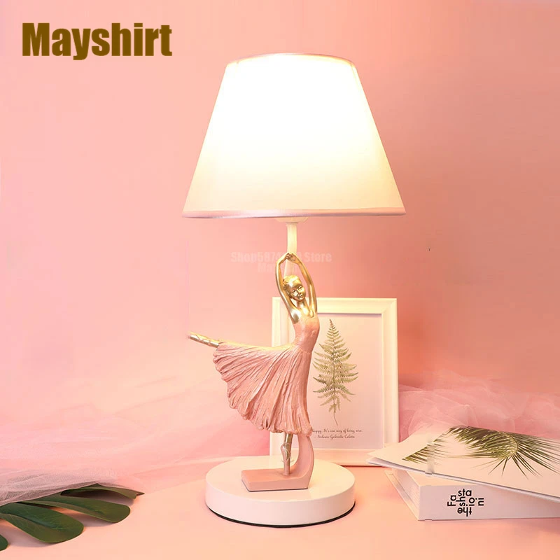 

Nordic Pink Ballet Table Lamp Modern LED Resin Living Room Bedroom Lamp Art Deco Girl Decoration Children's Room Light Fixtures