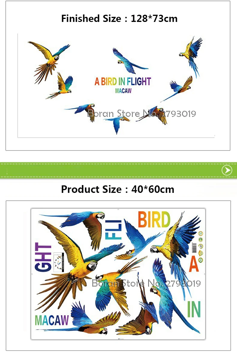 Красочные Попугай Птицы Стены Стикеры Ара девочек на вечеринки цветок Детские