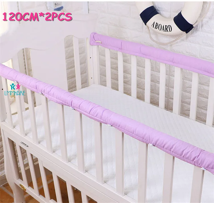 Purple 120cm Хлопковый плотный бампер для детской кроватки, защитные полосы для кроватки новорожденных, защитные накладки для новорожденных, защитные накладки на рельсы, 2 шт - Цвет: Purple 120cm