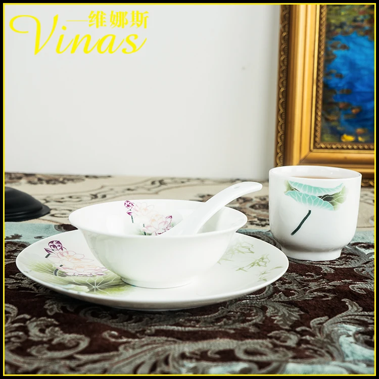 Европейский стиль керамический набор посуды Золотая инкрустация фарфоровая