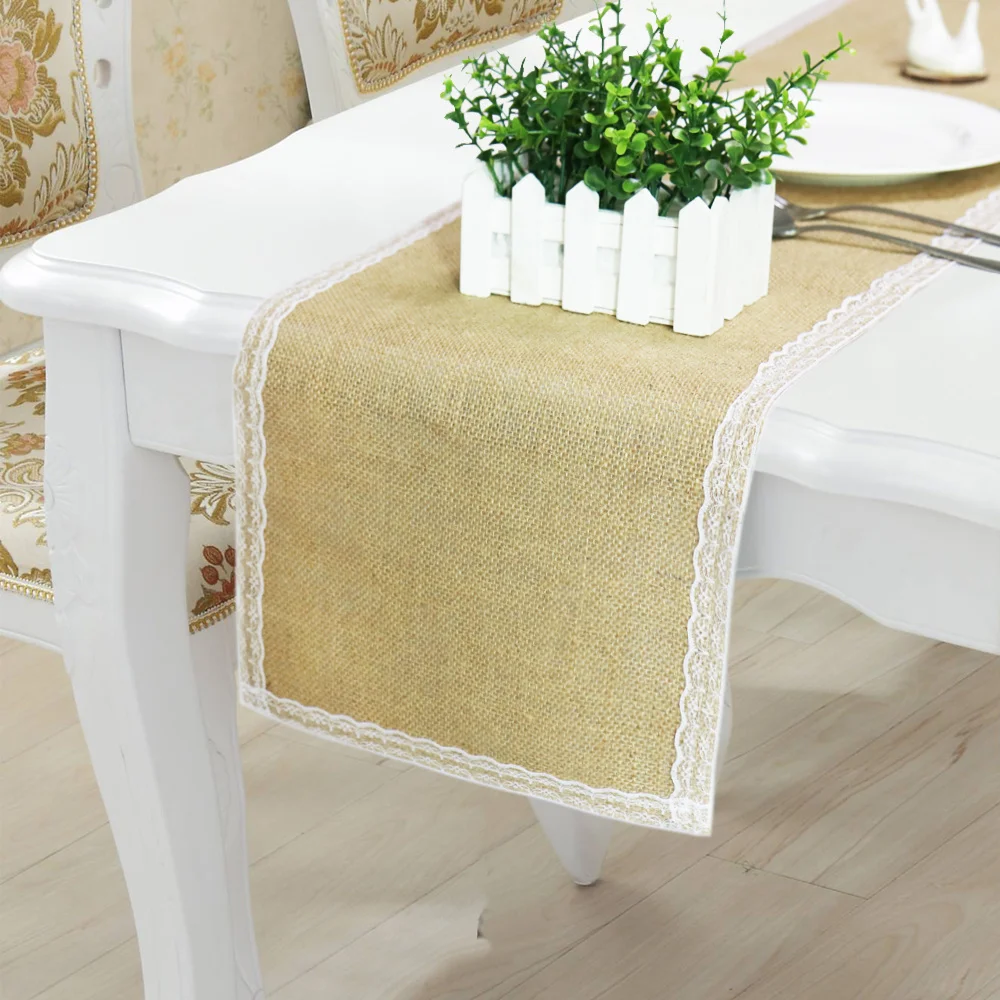 

Simple And Exquisite Linen Tablecloth Wedding Hotel Living Dining Room Decoration Lace Table Flag
