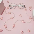 Цепочка для очков женская, шнурок с подвеской в форме сердца, с кристаллами и бусинами, ожерелье для девушек и женщин, веревочная цепочка для очков