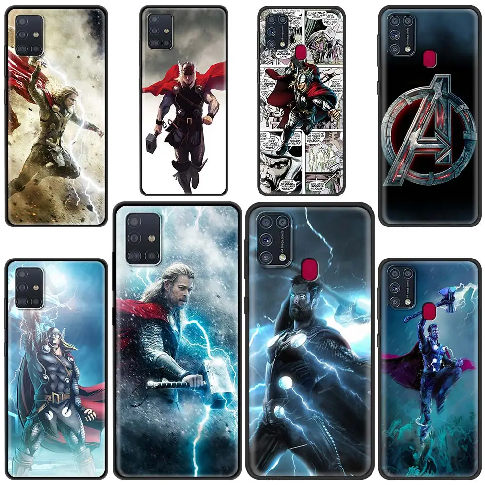 

Phone Case For Samsung Galaxy M31 M30s M51 M31s M11 M32 A9 2018 M01 M12 Black Silicone Fundas Thor Marvel Avengers