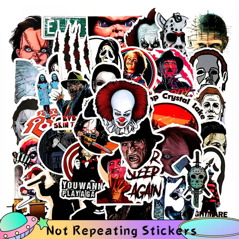 10/50Pcs/set Mixed Horror Movie Character Stickers Freddy Krueger Stickers For Refrigerator Motorcycle Laptop Luggage Toy Guitar