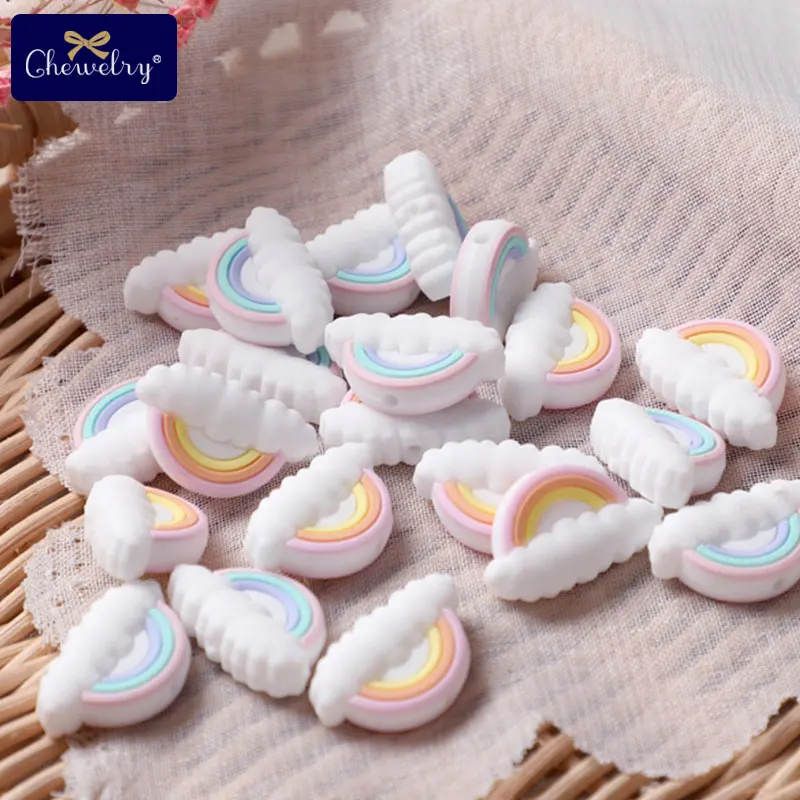 5 шт. мини детский Прорезыватель для зубов Силиконовые бусы радуги и облака