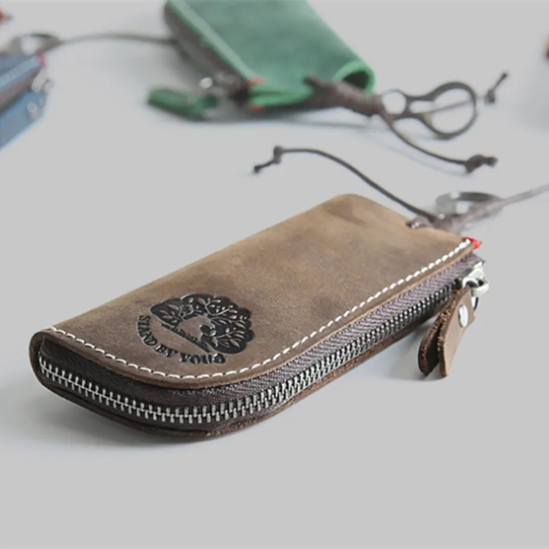 100% натуральный кожаный кошелек для ключей мужчин и женщин короткий умный чехол