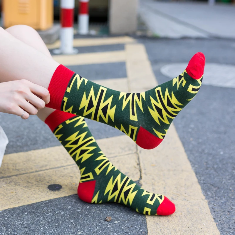 Модные длинные хлопковые носки Harajuku Kawaii Happy для мужчин и женщин качественные