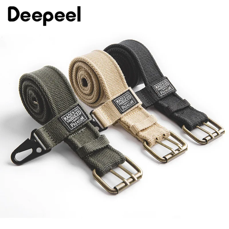 Deepeel 1 шт. 105 см мужской ремень с двойной пряжкой Холщовый пояс военные инструменты