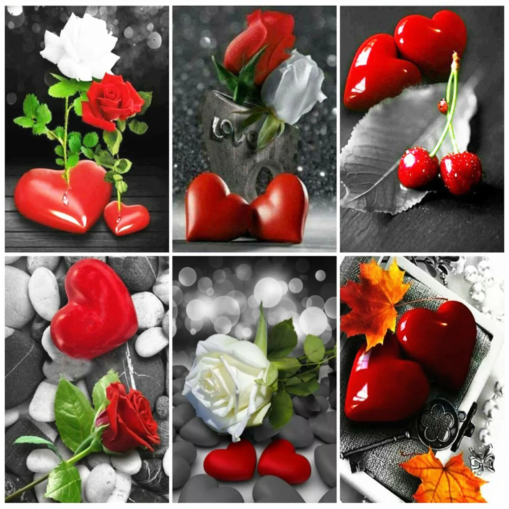 

Алмазная вышивка с квадратными черными и красными стразами EverShine, алмазная живопись, наборы для алмазной мозаики, картина «любовь», стразы