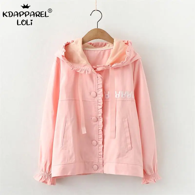 Японский Мори Девушка Кролик куртка с капюшоном сладкий женский милый кролик