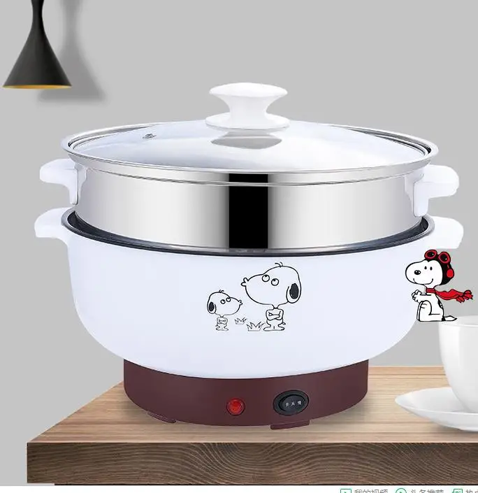 220V Multifunctional Electric Cooker Heating Pan Electric Cooking Pot Machine Hotpot Noodles Rice Eggs Soup Steamer Cooking Pot