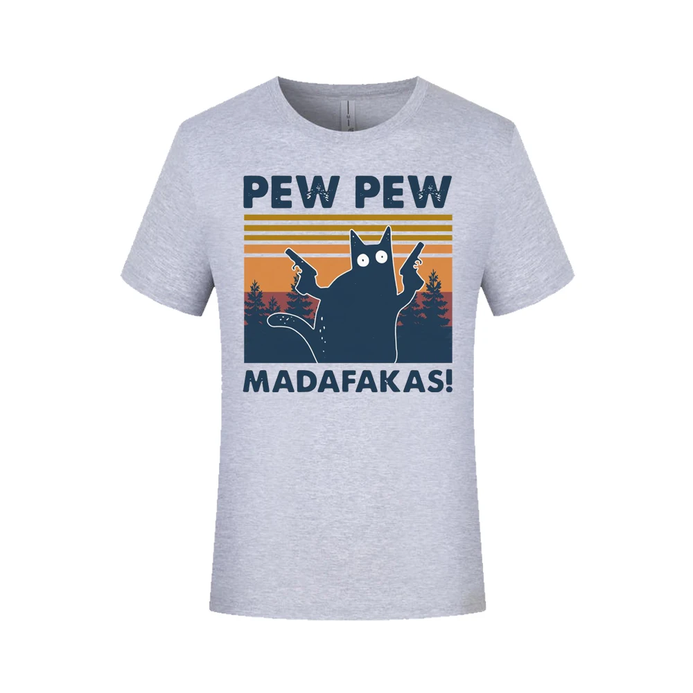 

Animal Lovers Shirt Pew Pew Madafakas T-Shirt Crew Neck Cotton Tshirts Men Graphic Print Tee Tops Homme