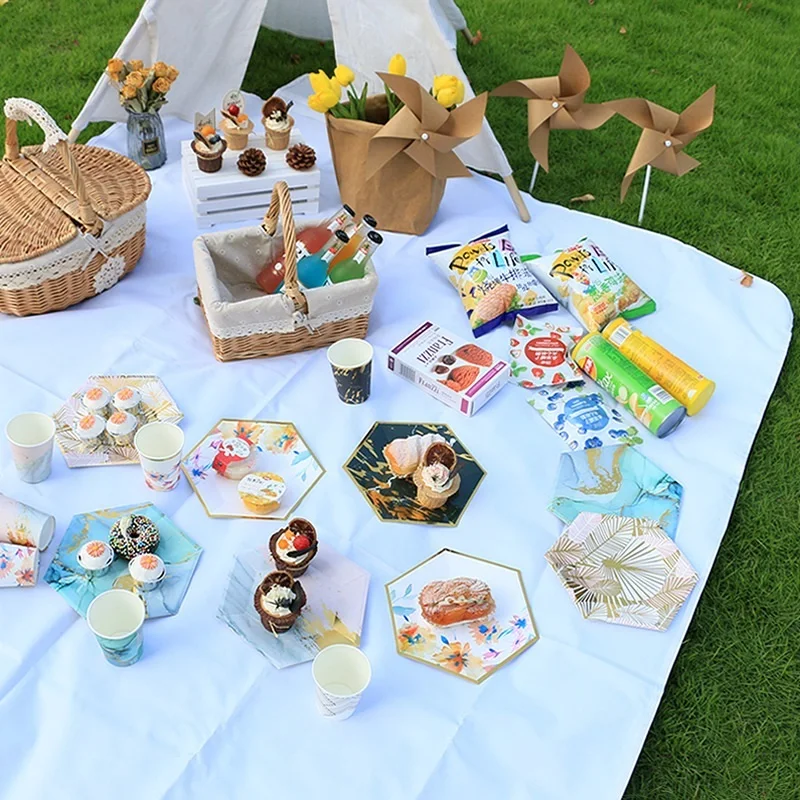 

7" Disposable Meal Wild Wedding Cake Children's Birthday Party Supplies Paper Plate Dessert Table Decoration Tableware Baby
