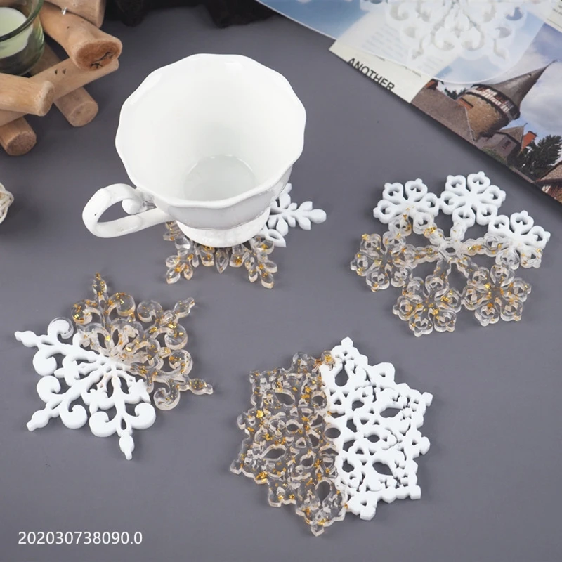 

Snowflake Coaster Mold 4 inch Coaster Silicone Mold DIY Geode Coaster Mould Tool