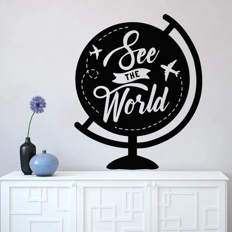 Наземный глобус наклейка на стену фраза See The World символизирует приключения s для