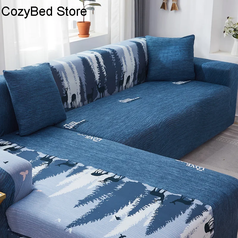 

Corner Sofa Covers for Living Room Elastic Spandex Couch Stretch Slipcovers L Shape Sofa Need 2pc Sectional Furniture Protector