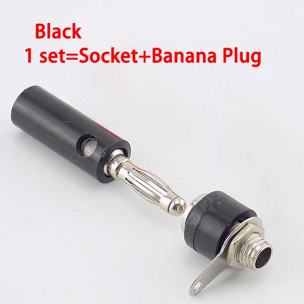 1 Set Black Banana Коннектор штекер 4 мм разъем типа "банан" гнездовой вставной разъем никелевое покрытие ручная работа - Цвет: 1 Set Black Banana