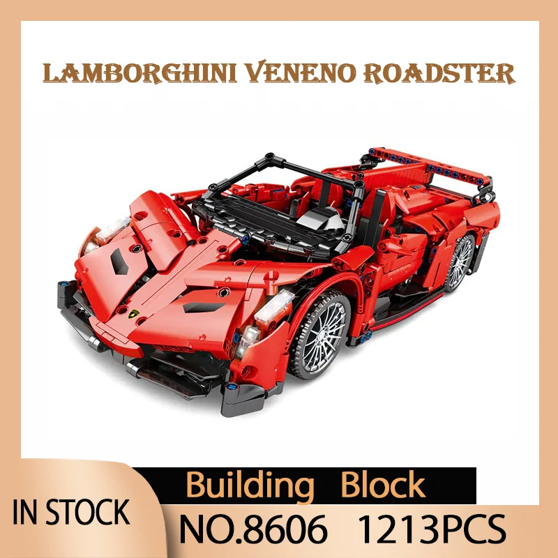 

8606 High-tech Red Lamborghini Veneno Roadster Building Blocks 1213pcs Educational Children Toys For Boy Birthday Christmas Gift