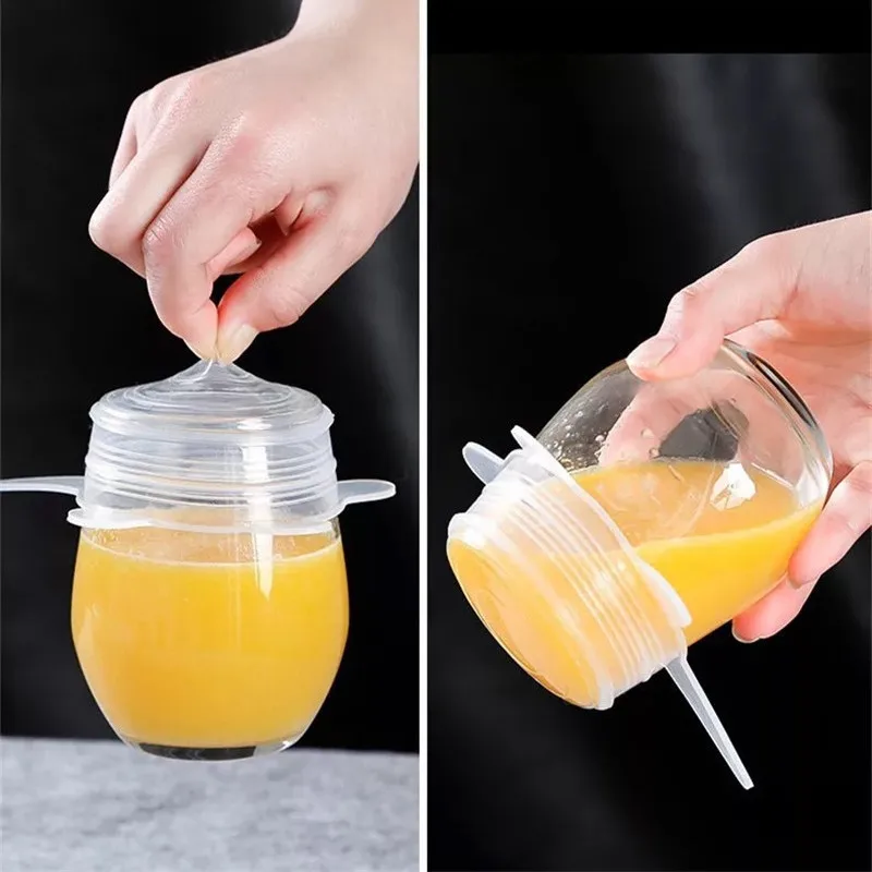 6 Pcs Silicone Stretch Lids Reusable Airtight Food Wrap Covers Keeping Fresh Seal Bowl Stretchy Cover Kitchen Cookware | Дом и сад