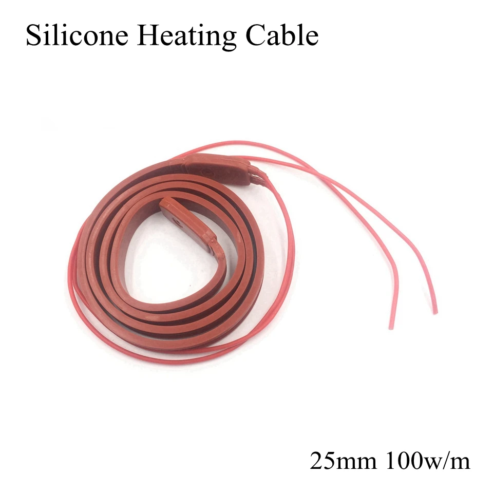 

25mm 12V 220V Silicone Rubber Heating Belt Wire Strap Strip Band Cable Waterproof Dry Water Fire PVC PPR Plastic Pipe Metal Tube