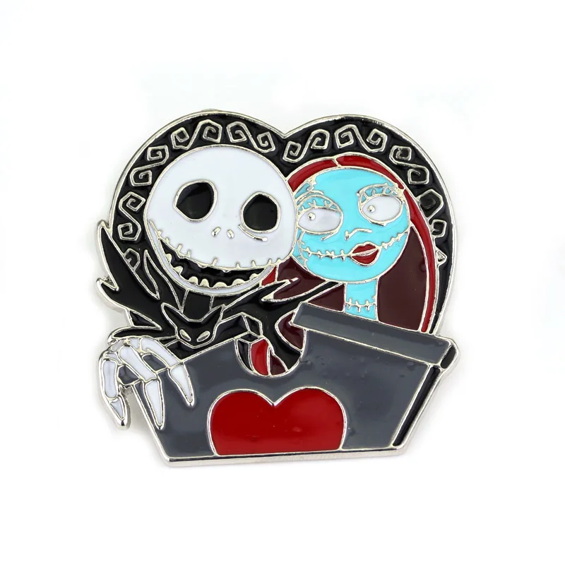 Brooch Ужас Кошмар перед Рождеством очаровательные браслеты Тыква череп голова Рождественская елка серебряные браслеты из манжеты для женщин мужчин - Окраска металла: Brooch