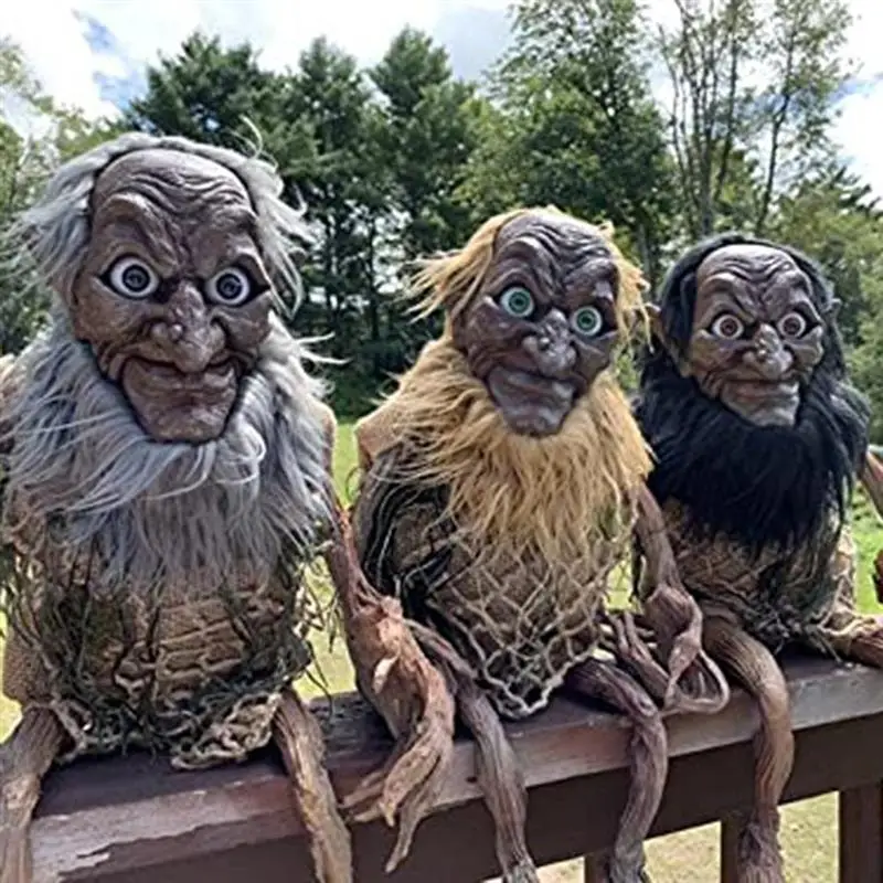 

Halloween Decorations Withered Dwarfs Statues Latex Evil Little Old Man Crafts Halloween Them Party Decoration