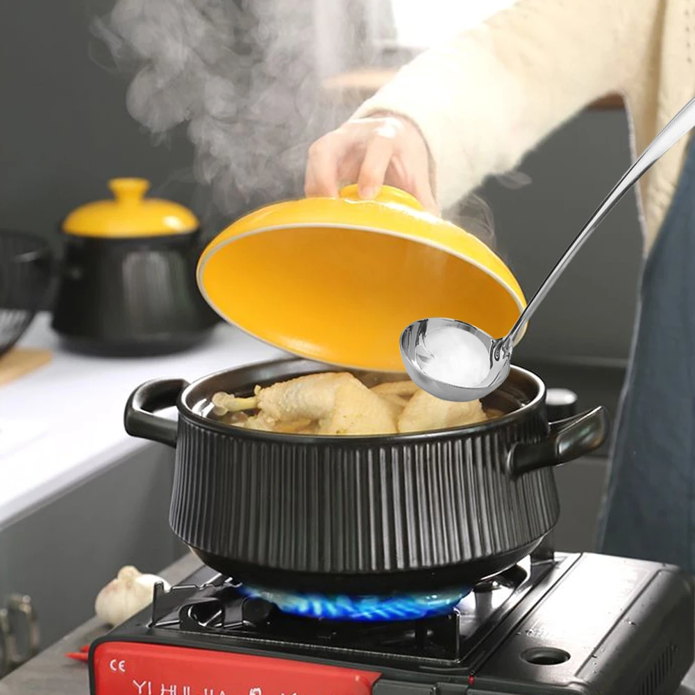 Столовая ложка из нержавеющей стали с длинной ручкой круглая рисовая кухонная