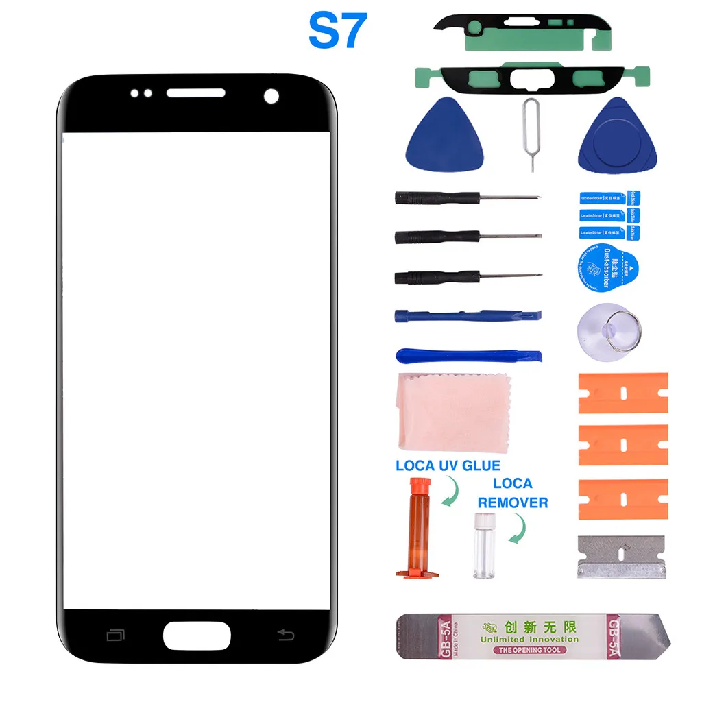 A Carprie Защитная крышка для объектива, совместимая с samsung Galaxy S7 Edge, переднее стекло, запасной комплект+ УФ клей 19Sep12 - Цвет: A