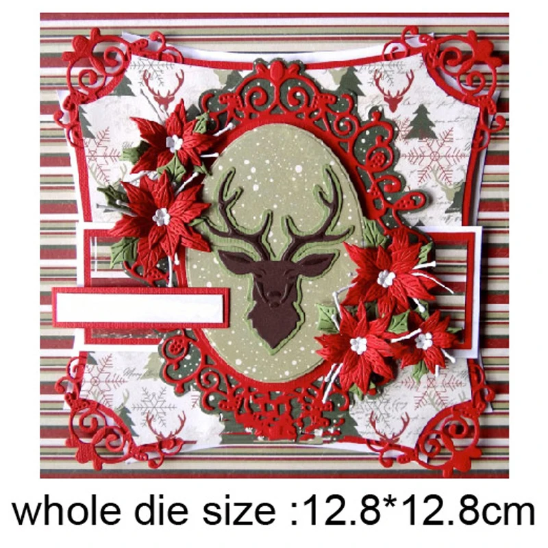 

Customize dies Christmas Deer Photo Frame Metal Cutting Dies Stencil Dies Scrapbooking Card Making Embossing Handmade Craft dies
