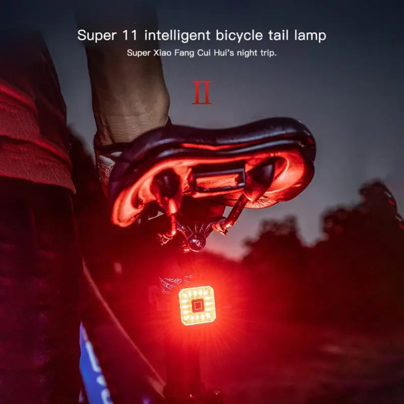 

Велосипедный Интеллектуальный стоп-сигнал, индукционный задний фонарь, предупреждающий фонарь, USB-зарядка, водонепроницаемый защитный зад...