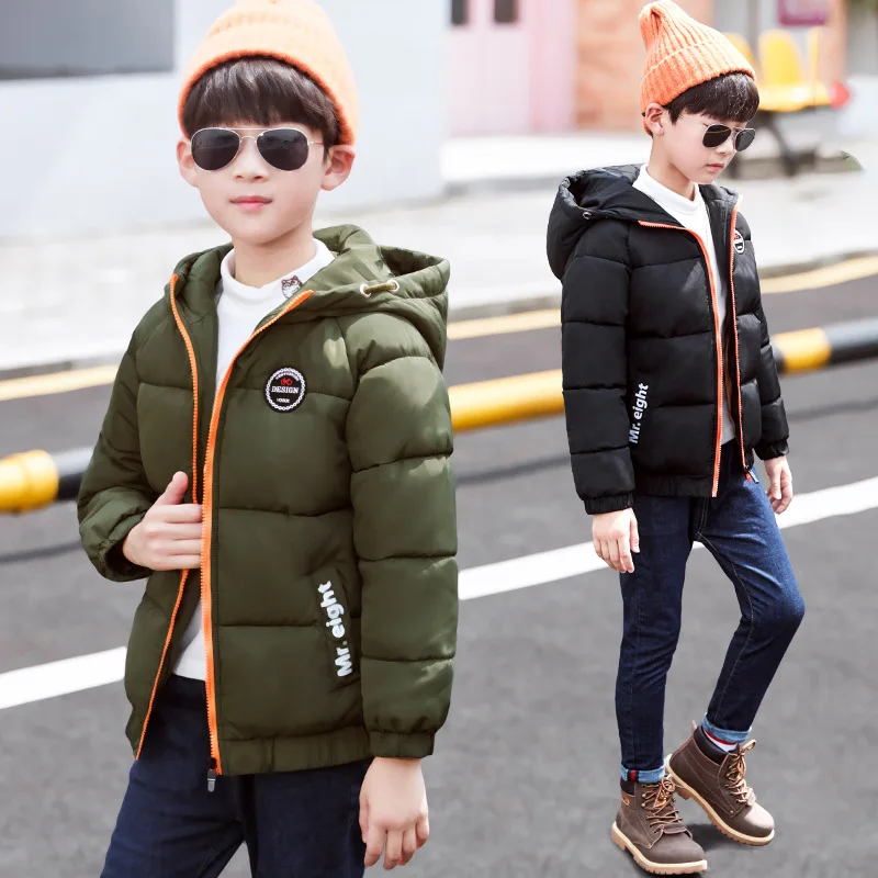 Куртка для маленьких мальчиков на осень и зиму теплая парка с капюшоном