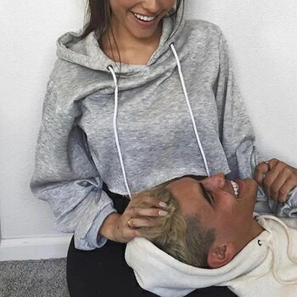 Casual Pullovers Women Girls Hoodie Woman Cozy Cropped Tops Hooded Cut Out Halter Short Sweatshirts Tracksuits Female