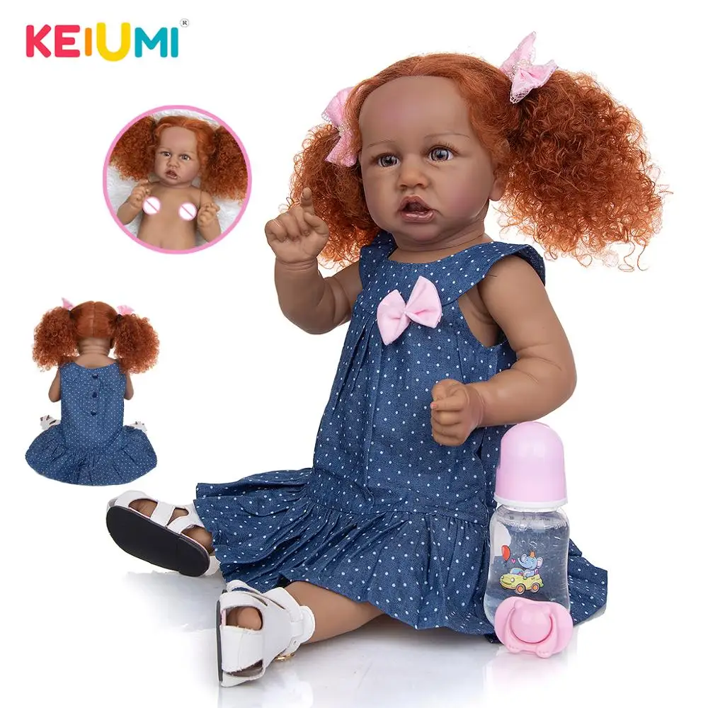 Рыжие волосы Reborn Baby Doll Силиконовые африканские куклы 57 см ручной работы для