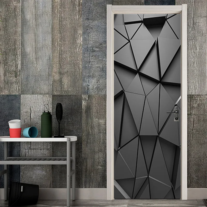 

New 3D Door Sticker Self adhesive Removable Wall Sticker Bedroom Living Room Wooden Door Renovation Background Decorations