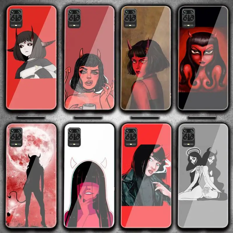 

Sexy Devil Woman Soft Cover Phone Case For Redmi 4X 5 5plus 6 6A Note 4 5 6 6pro 7 Xiaomi 6 8se MIX2S Note 3 Tempered Glass