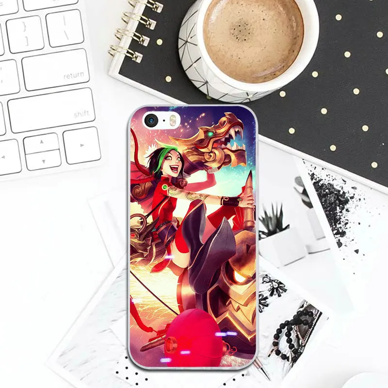 Мягкие силиконовые чехлы League of Legends Jinx для мобильных телефонов из ТПУ Iphone 4 4s 5 5S 5C SE