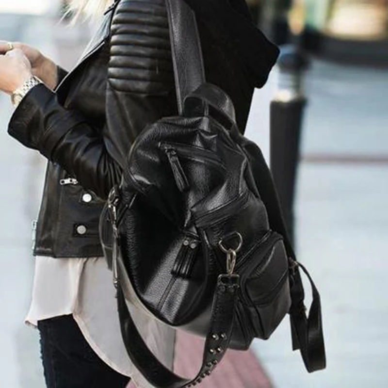 Женский рюкзак кошелек 3 способа из искусственной кожи с заклепками женский