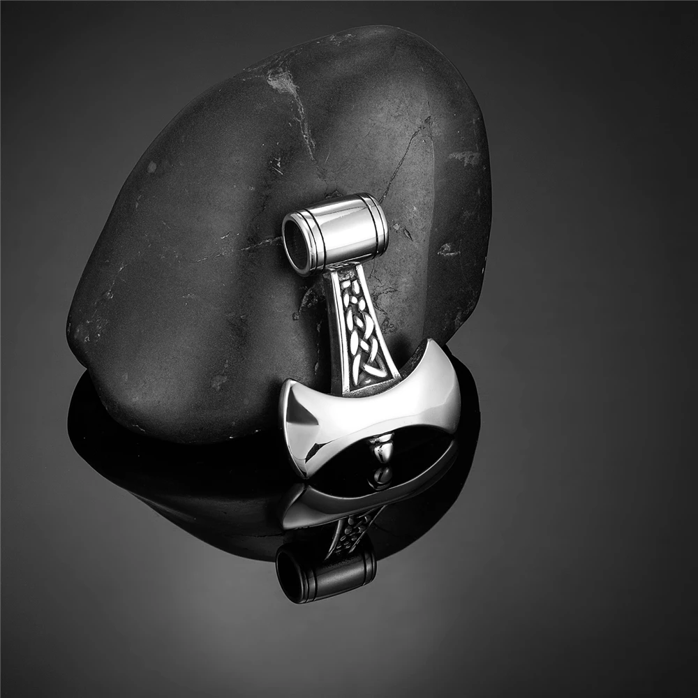 Vikings Axe Anchor Necklaces Men Titanium Steel Gold Color Norse Rune Hammer Amulet Pendant Self-defense Never Fade Male Jewelry |