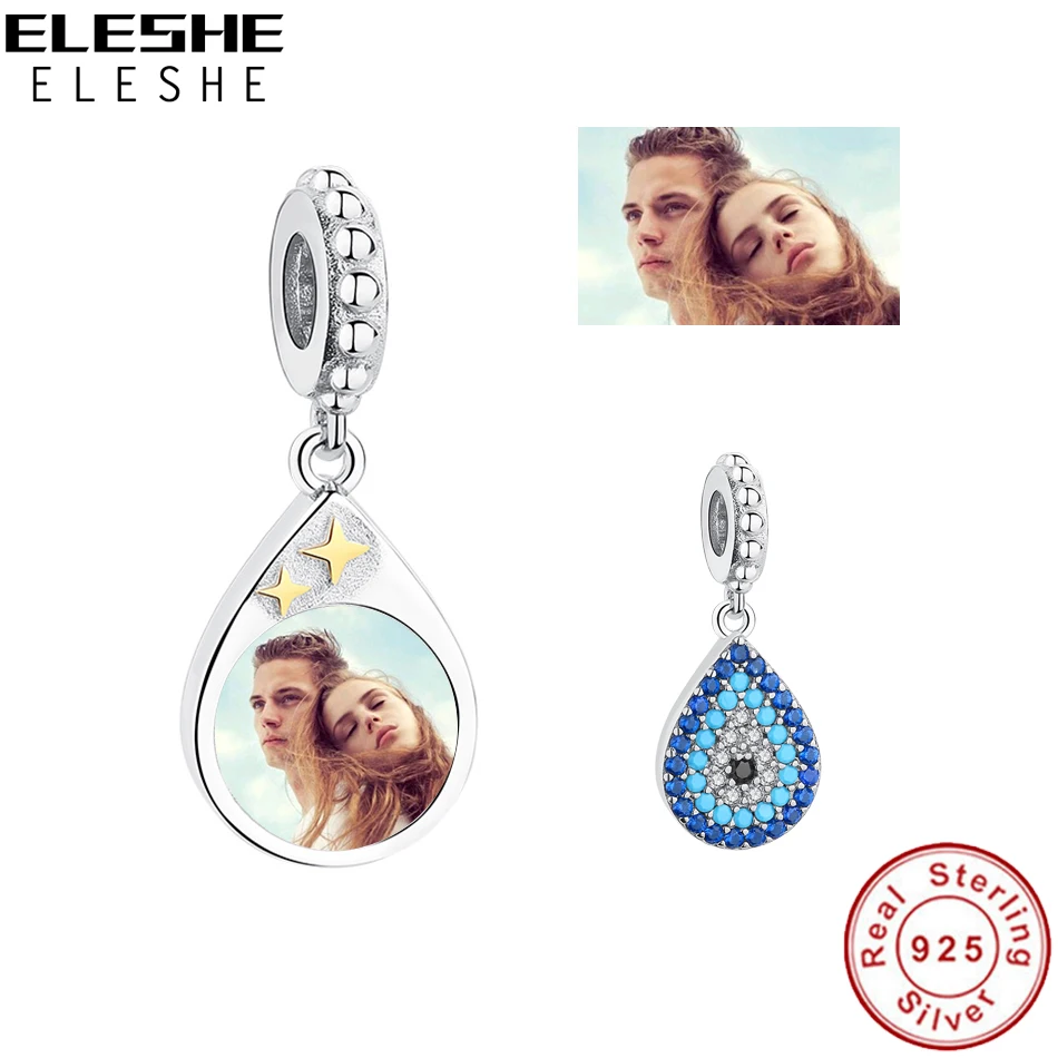 Персонализированные 925 Стерлинговое серебро кристалл кулон с голубыми глазами