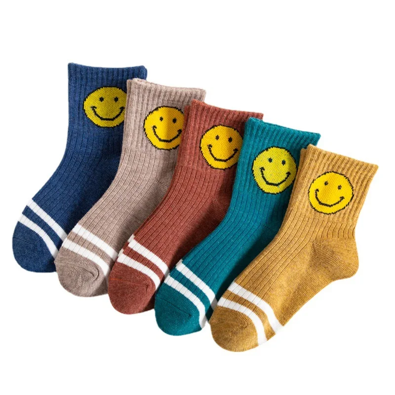 Calcetines gruesos de algod&oacute;n con dibujos animados para ni&ntilde;o feliz, para oto&ntilde;o e invierno, 5 pares, calcetines de ni&ntilde;as beb&eacute; de 1 a 12 a&ntilde;os calcetines deportivos ni&ntilde;os pack calcetines cortos ni&ntilde;os calcetines bebe 12 me-5