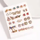 Серьги-гвоздики женские, акриловые, с кристаллами, в форме сердца, звезды, цветка, геометрические, пластиковые, 18, паралот