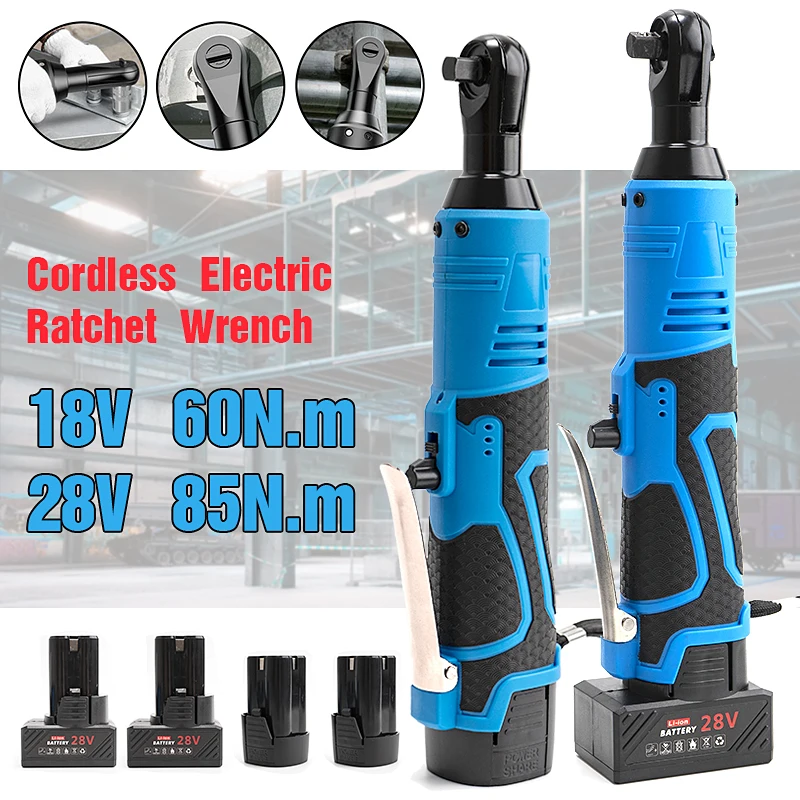 18V/28V Аккумуляторный электрошуруповерт 3/8 ключ с храповым механизмом под прямым