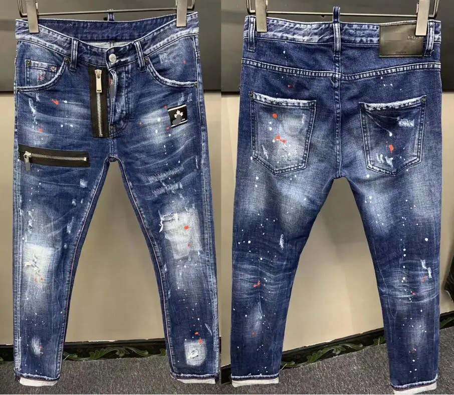 

NEW Men Jeans Ripped for Men Skinny DSQ D2 Jeans Pants Men Jeans Zipper Outwear Man Pants 1 order